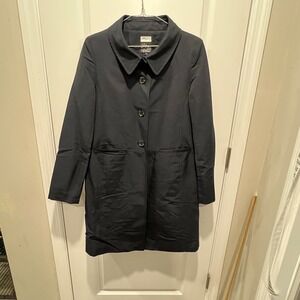 Jane Post for Saks Fifth Avenue Navy Blue Italian Fabric Car Coat Jacket Women M